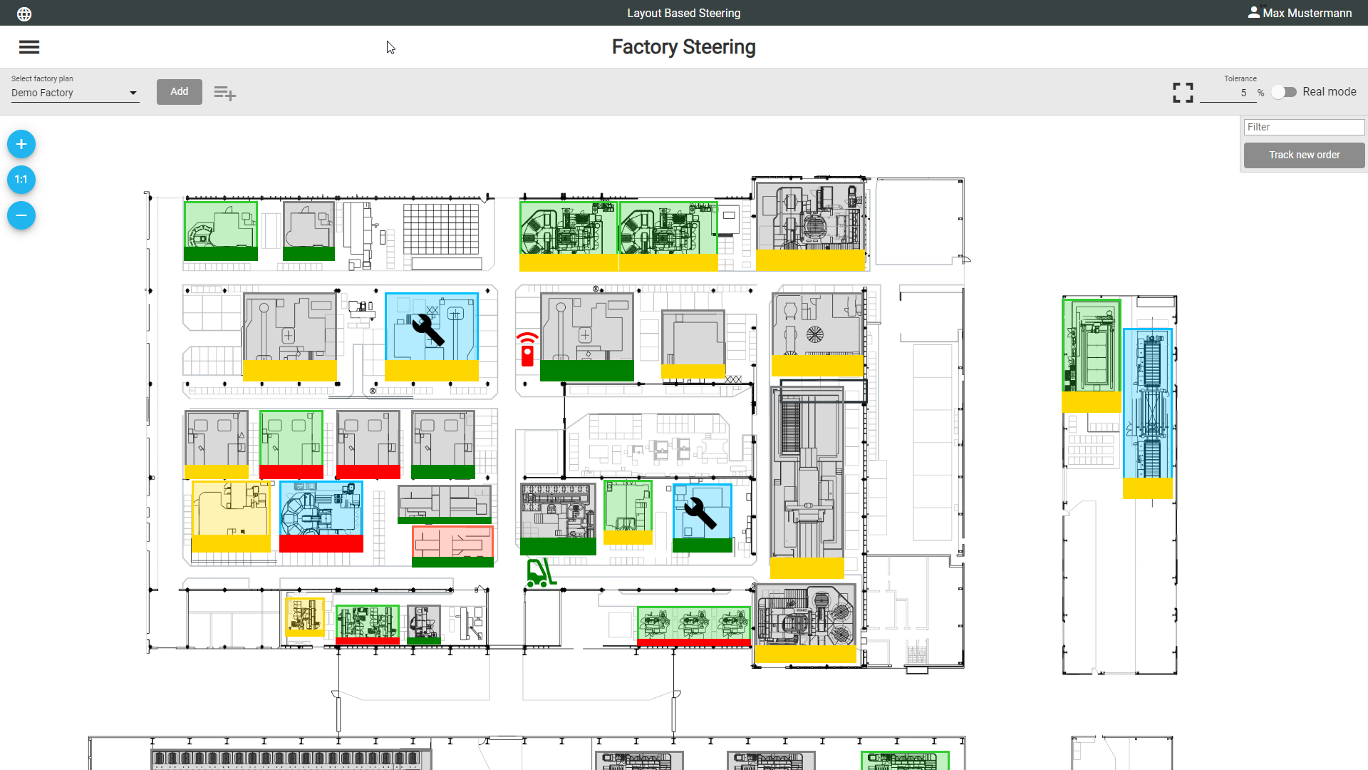 Factory Steering Maschinenstatus und Auftragsverfolgung LEANION